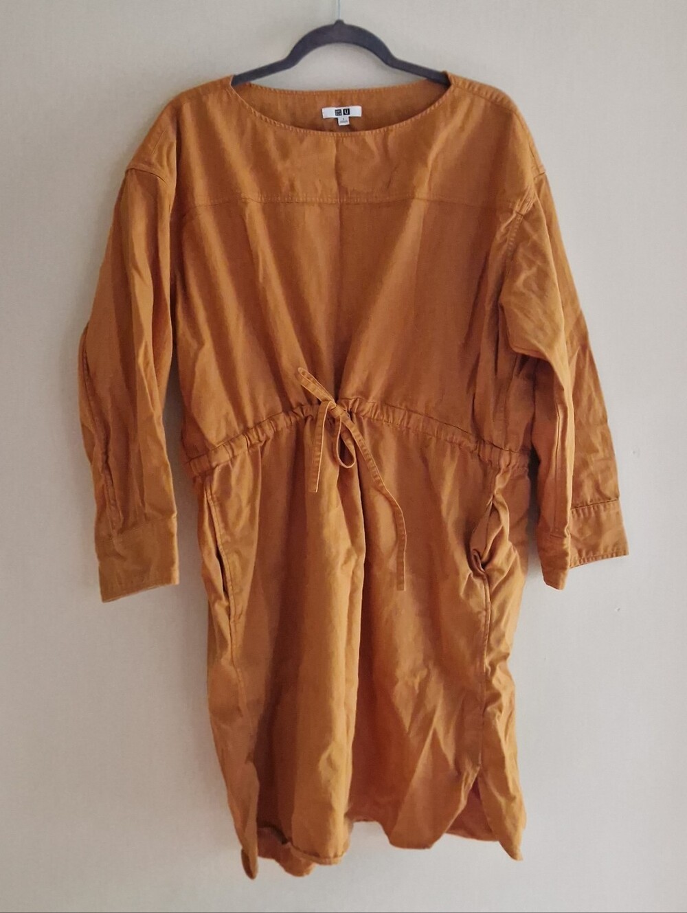 Cotton Long Sleeve Mustard Dress